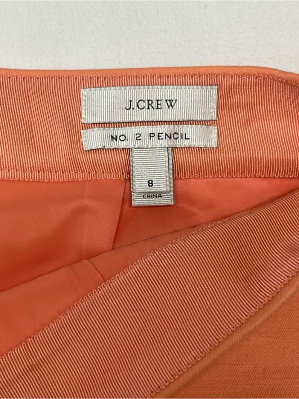 J Crew Chic Coral Orange High Waisted Knee Length Pencil Skirt travel work 1486 - Picture 5 of 7